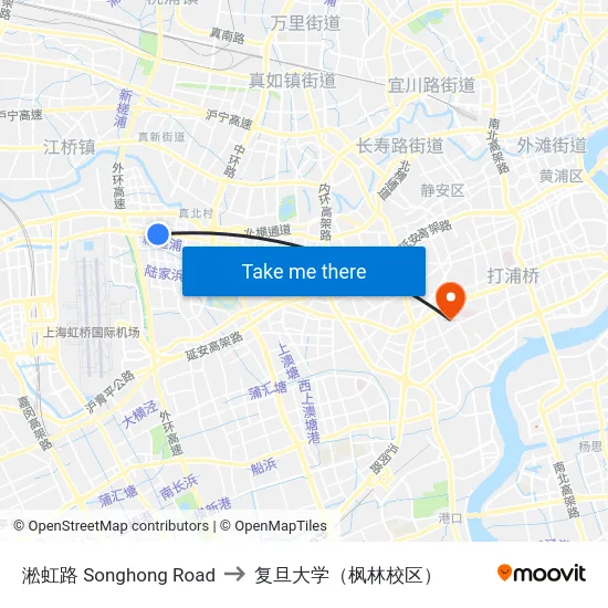 淞虹路 Songhong Road to 复旦大学（枫林校区） map