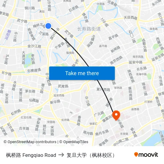 枫桥路 Fengqiao Road to 复旦大学（枫林校区） map