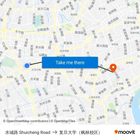 水城路 Shuicheng Road to 复旦大学（枫林校区） map