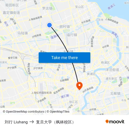 刘行 Liuhang to 复旦大学（枫林校区） map