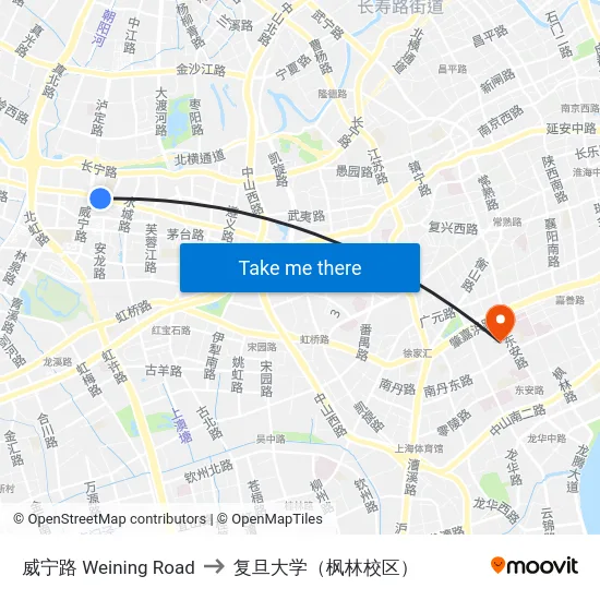 威宁路 Weining Road to 复旦大学（枫林校区） map