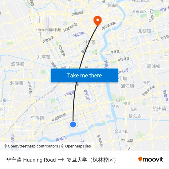 华宁路 Huaning Road to 复旦大学（枫林校区） map