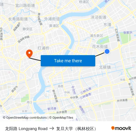 龙阳路 Longyang Road to 复旦大学（枫林校区） map