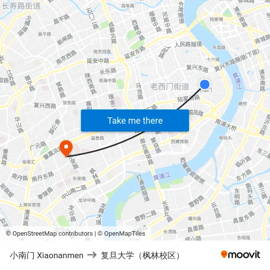 小南门 Xiaonanmen to 复旦大学（枫林校区） map