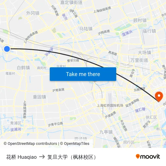 花桥 Huaqiao to 复旦大学（枫林校区） map