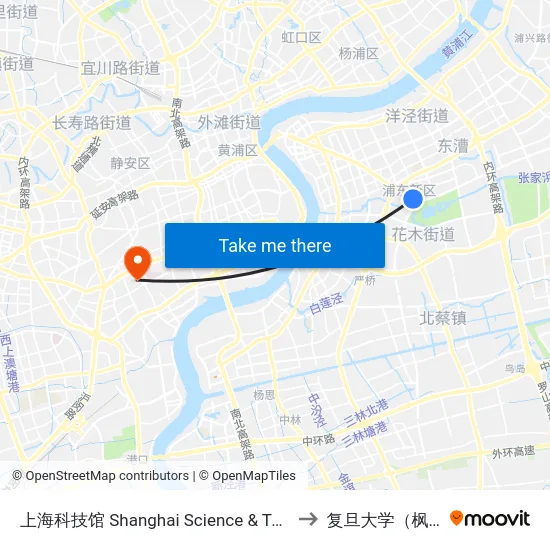 上海科技馆 Shanghai Science & Technology Museum to 复旦大学（枫林校区） map