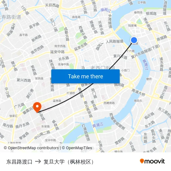 东昌路渡口 to 复旦大学（枫林校区） map
