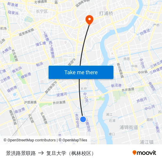 景洪路景联路 to 复旦大学（枫林校区） map