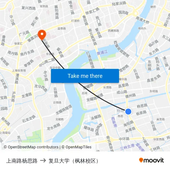 上南路杨思路 to 复旦大学（枫林校区） map