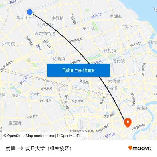 娄塘 to 复旦大学（枫林校区） map