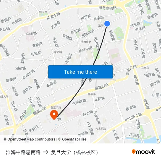 淮海中路思南路 to 复旦大学（枫林校区） map
