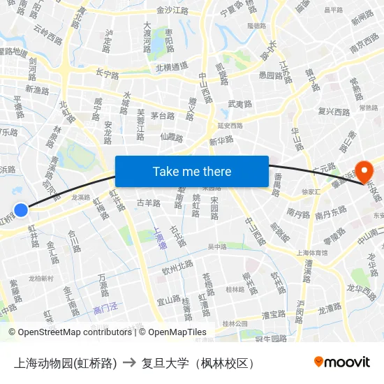 上海动物园(虹桥路) to 复旦大学（枫林校区） map