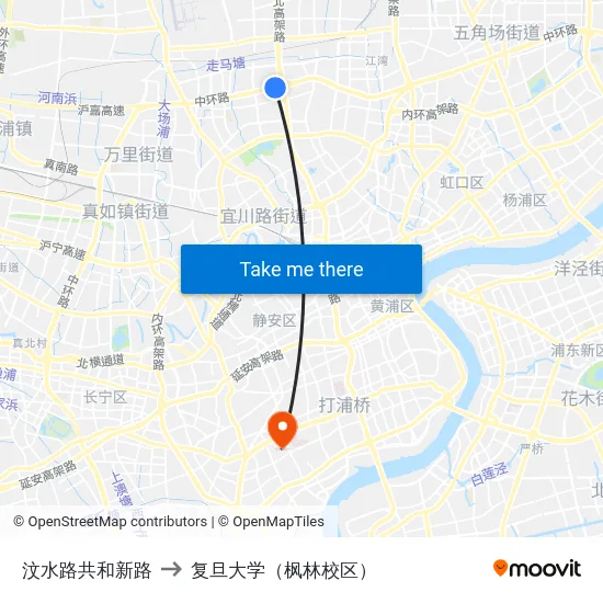 汶水路共和新路 to 复旦大学（枫林校区） map