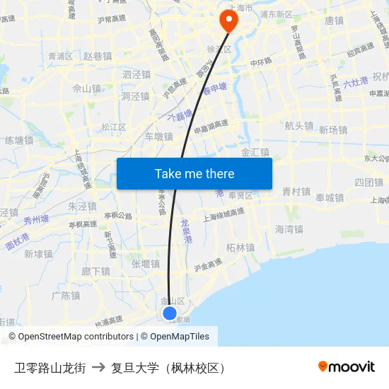卫零路山龙街 to 复旦大学（枫林校区） map