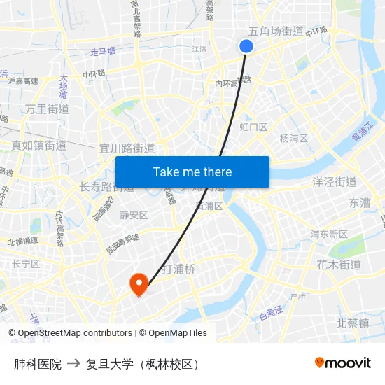 肺科医院 to 复旦大学（枫林校区） map