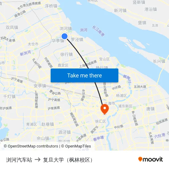 浏河汽车站 to 复旦大学（枫林校区） map
