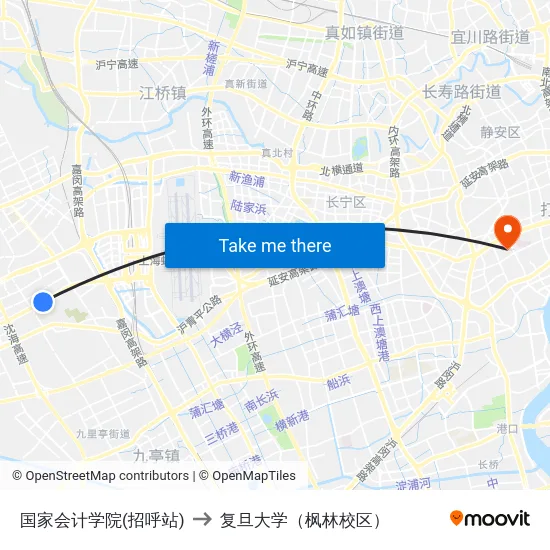 国家会计学院(招呼站) to 复旦大学（枫林校区） map