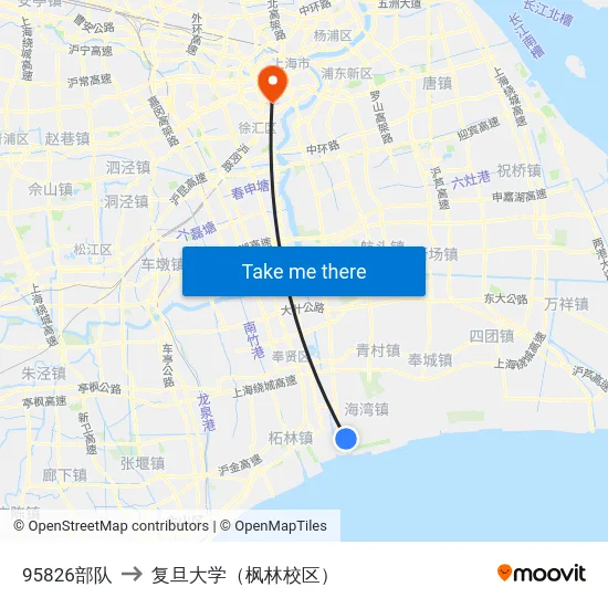 95826部队 to 复旦大学（枫林校区） map