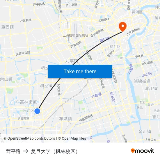 茸平路 to 复旦大学（枫林校区） map
