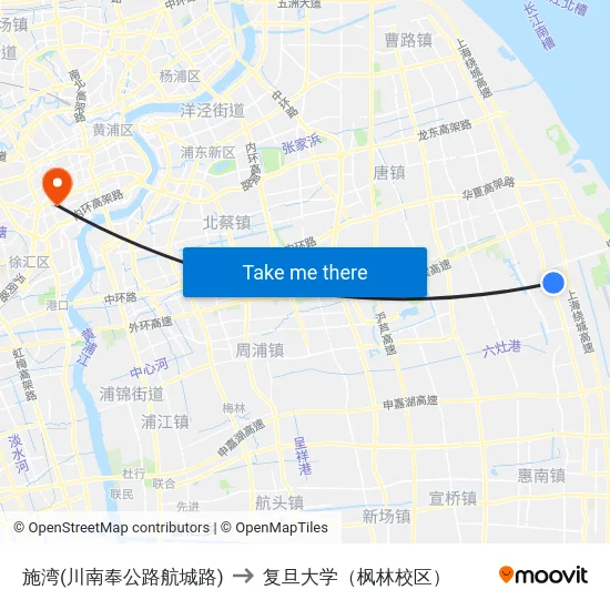 施湾(川南奉公路航城路) to 复旦大学（枫林校区） map