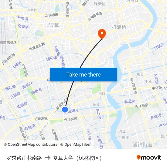 罗秀路莲花南路 to 复旦大学（枫林校区） map