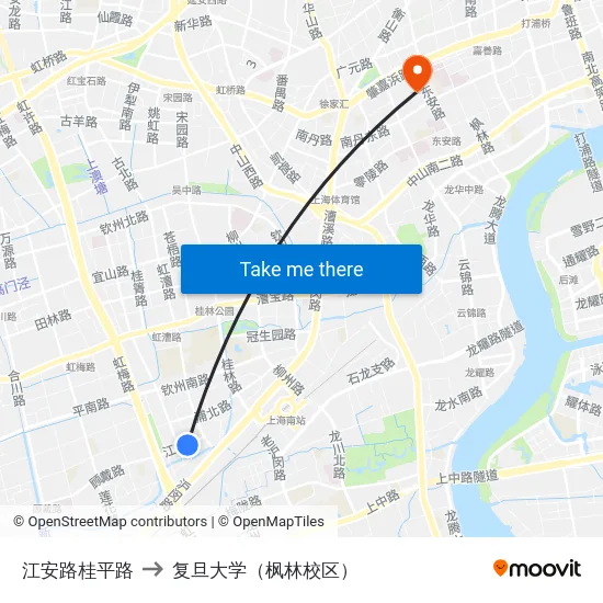 江安路桂平路 to 复旦大学（枫林校区） map