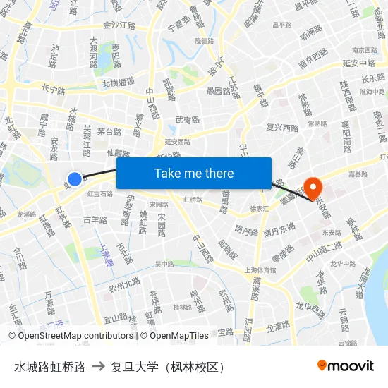 水城路虹桥路 to 复旦大学（枫林校区） map