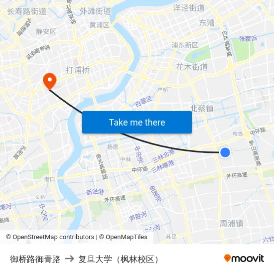 御桥路御青路 to 复旦大学（枫林校区） map