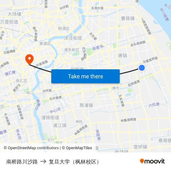 南桥路川沙路 to 复旦大学（枫林校区） map