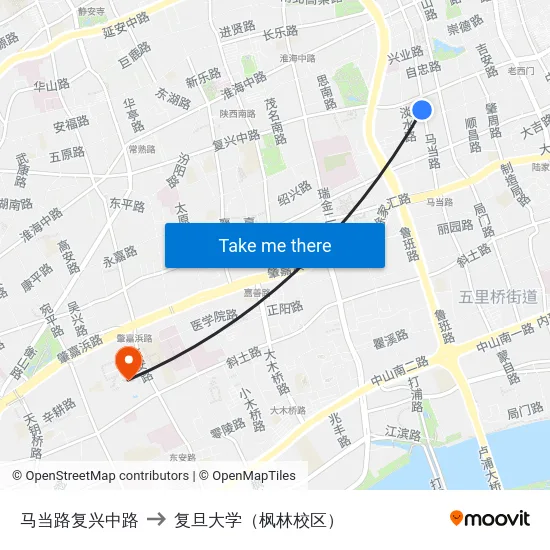 马当路复兴中路 to 复旦大学（枫林校区） map