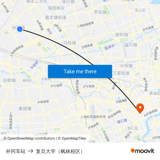 外冈车站 to 复旦大学（枫林校区） map