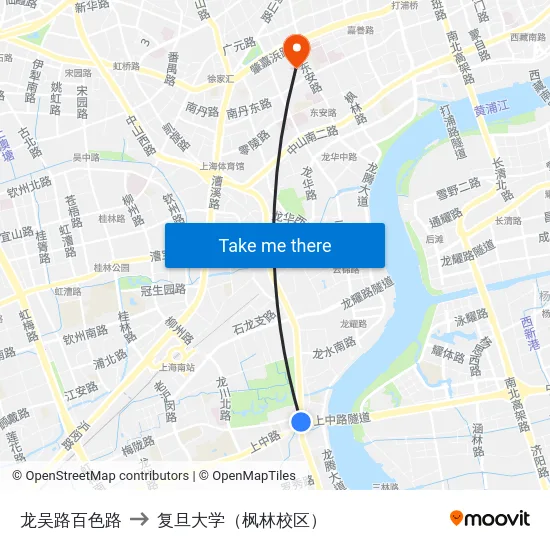 龙吴路百色路 to 复旦大学（枫林校区） map