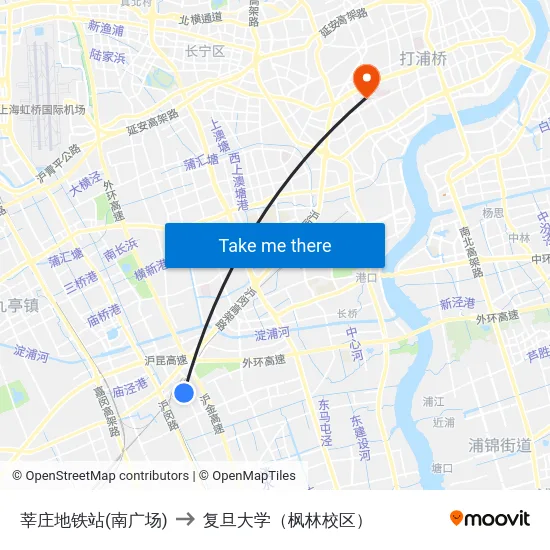 莘庄地铁站(南广场) to 复旦大学（枫林校区） map