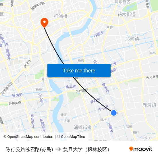 陈行公路苏召路(苏民) to 复旦大学（枫林校区） map