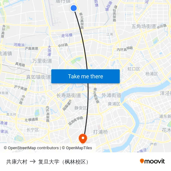 共康六村 to 复旦大学（枫林校区） map