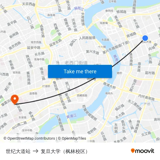 世纪大道站 to 复旦大学（枫林校区） map