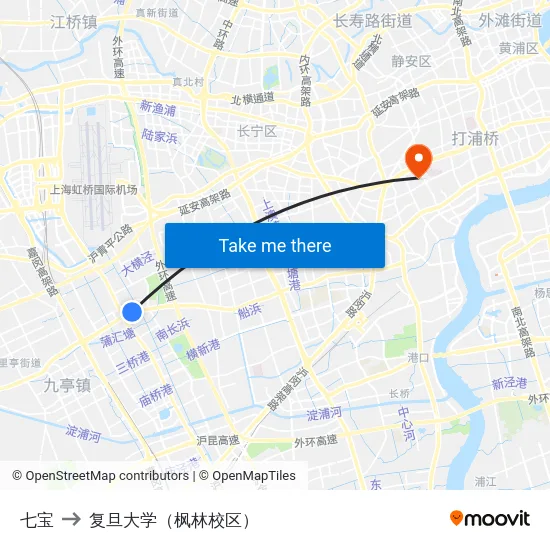 七宝 to 复旦大学（枫林校区） map