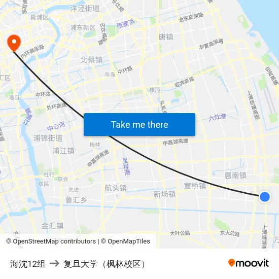 海沈12组 to 复旦大学（枫林校区） map