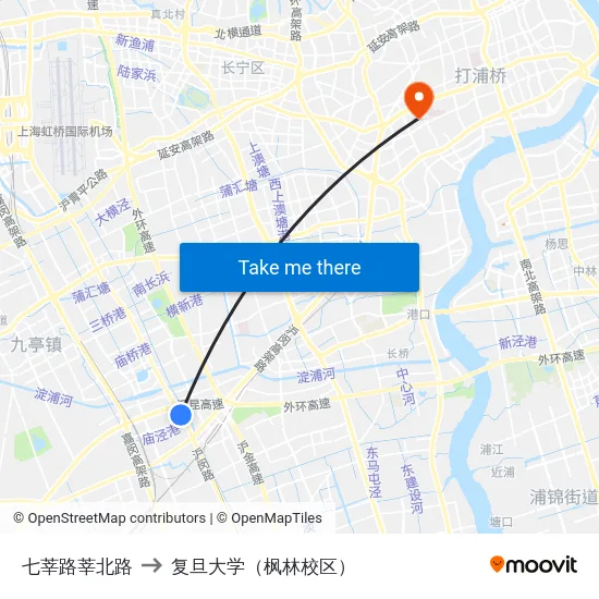 七莘路莘北路 to 复旦大学（枫林校区） map