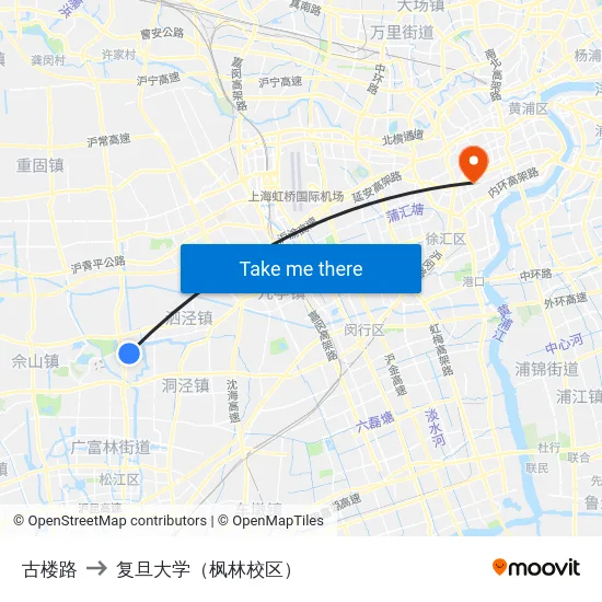 古楼路 to 复旦大学（枫林校区） map