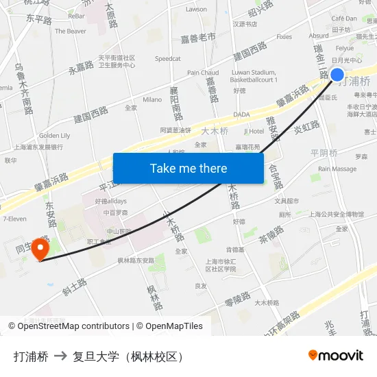 打浦桥 to 复旦大学（枫林校区） map