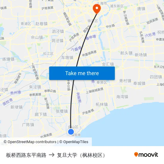 板桥西路东平南路 to 复旦大学（枫林校区） map