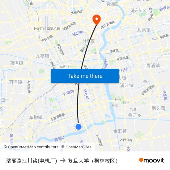 瑞丽路江川路(电机厂) to 复旦大学（枫林校区） map