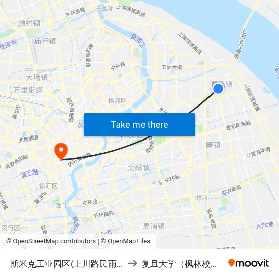斯米克工业园区(上川路民雨路) to 复旦大学（枫林校区） map