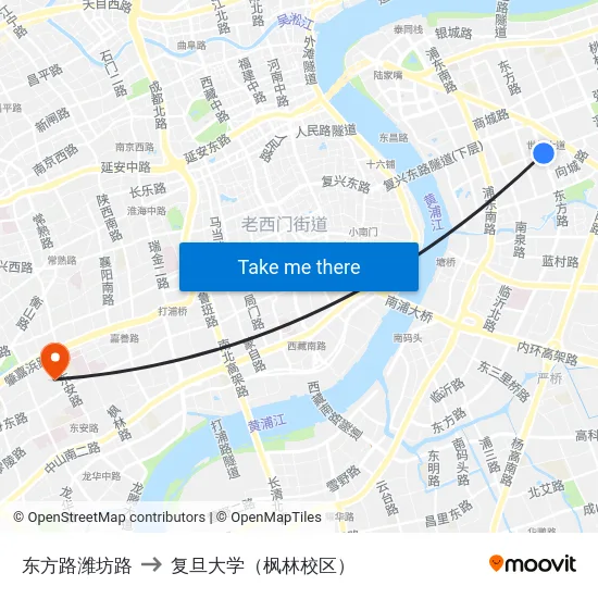 东方路潍坊路 to 复旦大学（枫林校区） map