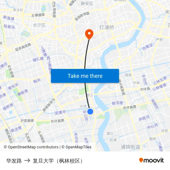 华发路 to 复旦大学（枫林校区） map