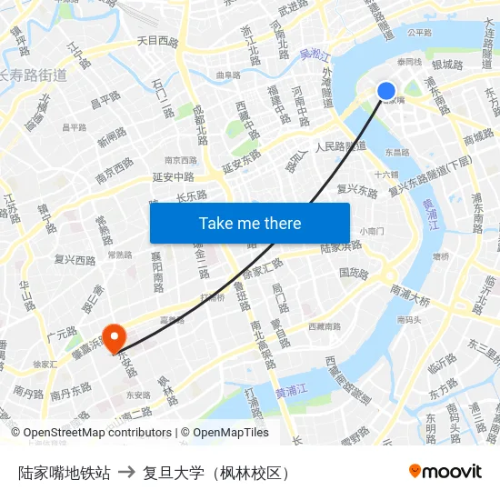 陆家嘴地铁站 to 复旦大学（枫林校区） map