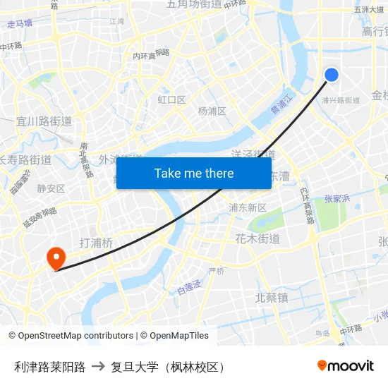 利津路莱阳路 to 复旦大学（枫林校区） map