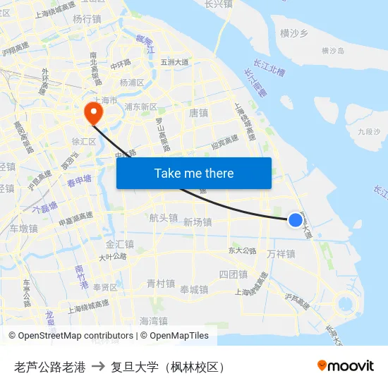 老芦公路老港 to 复旦大学（枫林校区） map