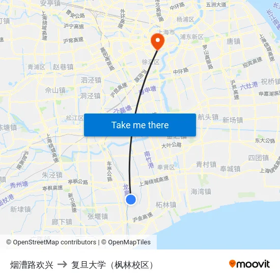 烟漕路欢兴 to 复旦大学（枫林校区） map